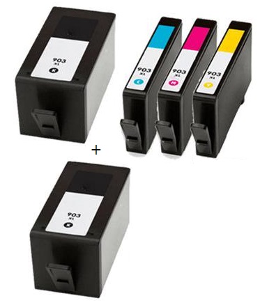 Compatible HP 903XL Full set of 4 Ink Cartridges + EXTRA BLACK  (2 x Black 1 x Cyan/Magenta/Yellow)